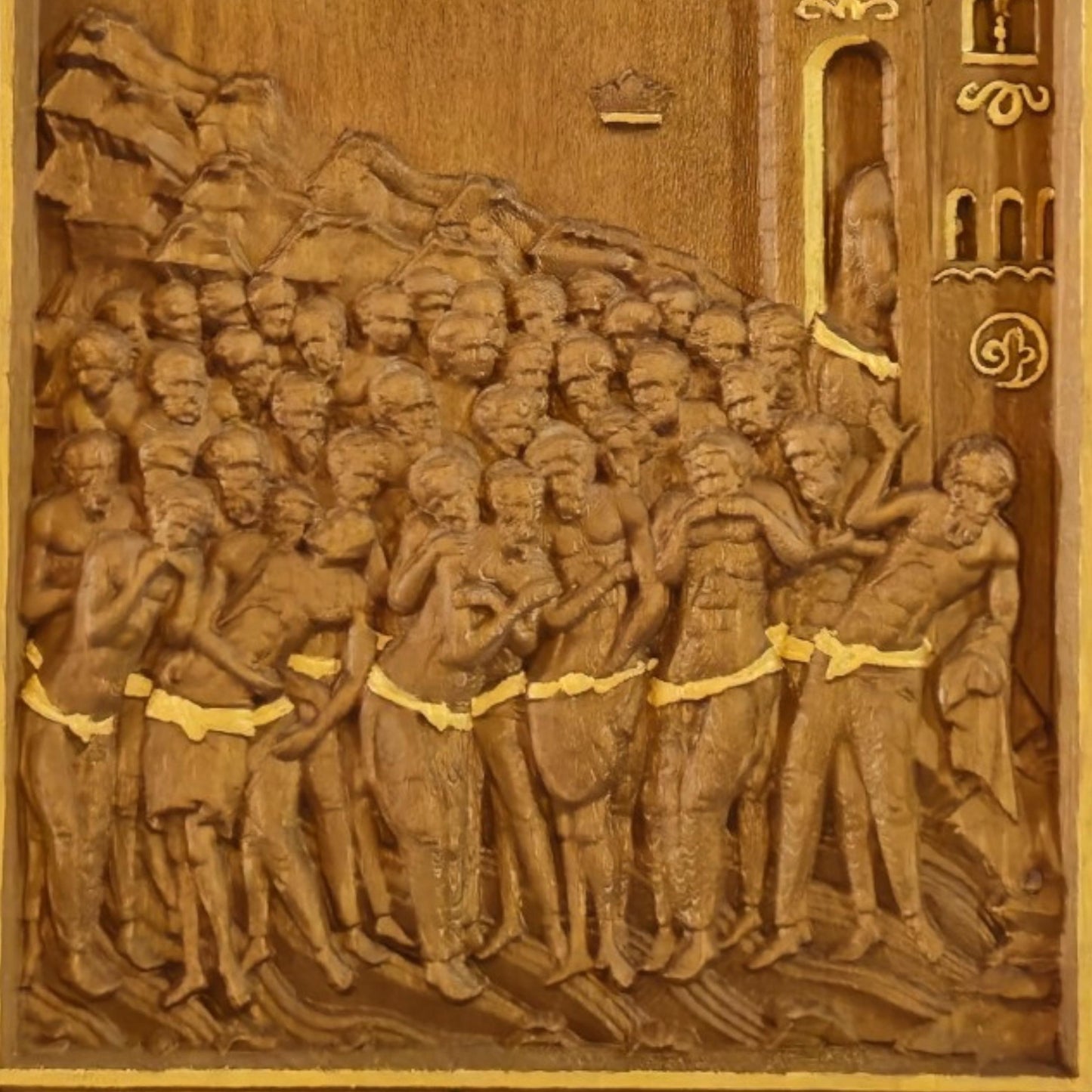 Forty Martyrs of Sebaste Wooden Carved Handcrafted Christian Religious Icon. Byzantine Home Wall Art Decor Gift. Orthodox Greek Woodcarving Sculpture.